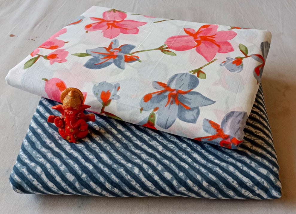 Pure cotton top and bottom set (2.5 mtr top, 2.5 mtr bottom)