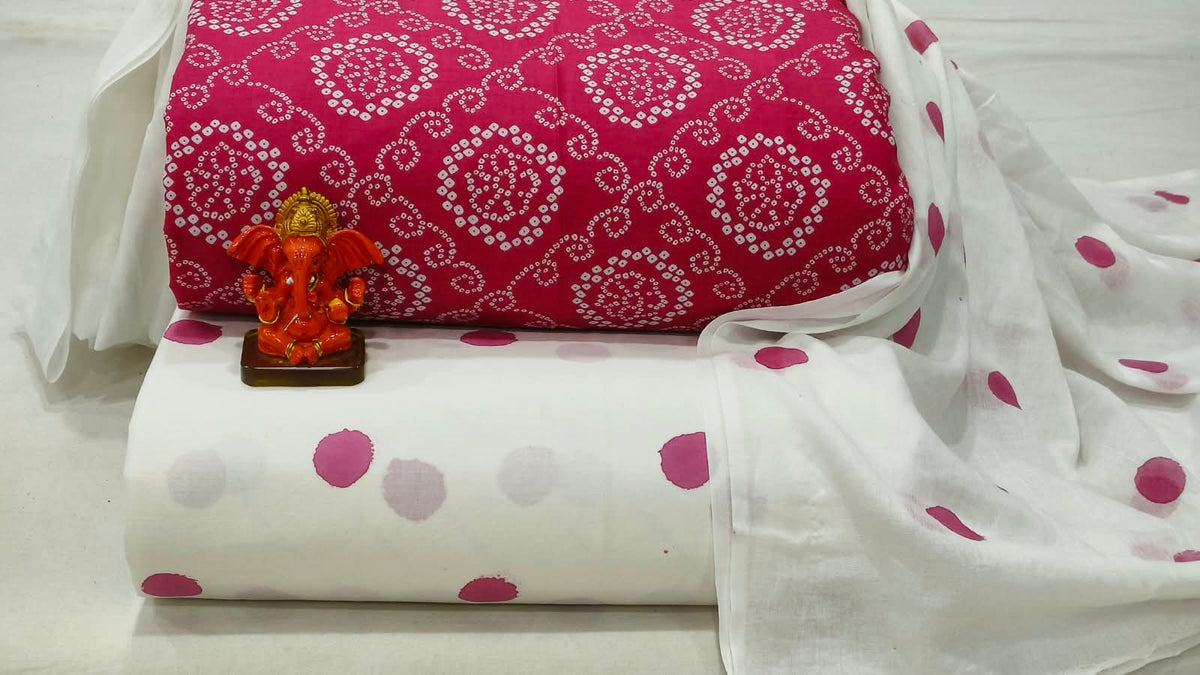 Pure cotton top and bottom set with Cotton Dupatta (2.50 mtr top, 2.50 mtr bottom , 2.50 mtr Dupatta)