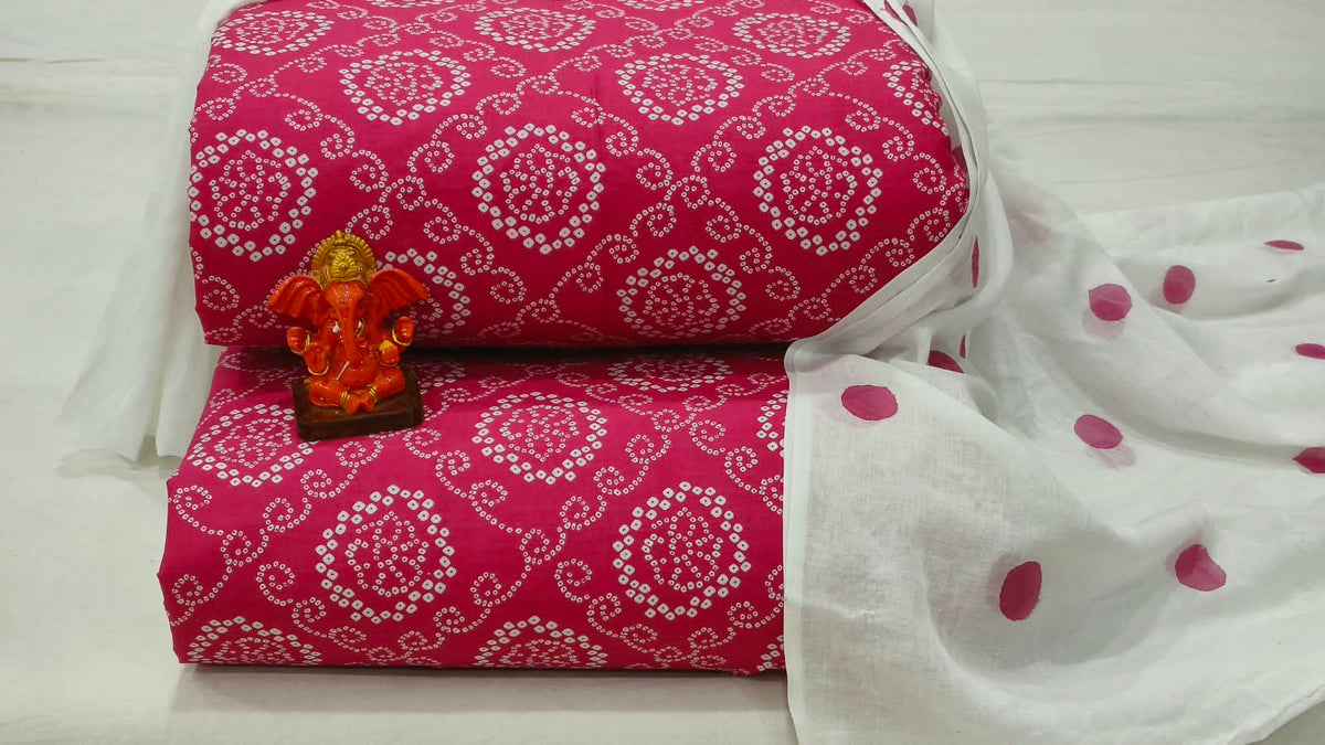 Pure cotton top and bottom set with Cotton Dupatta (2.50 mtr top, 2.50 mtr bottom , 2.50 mtr Dupatta)
