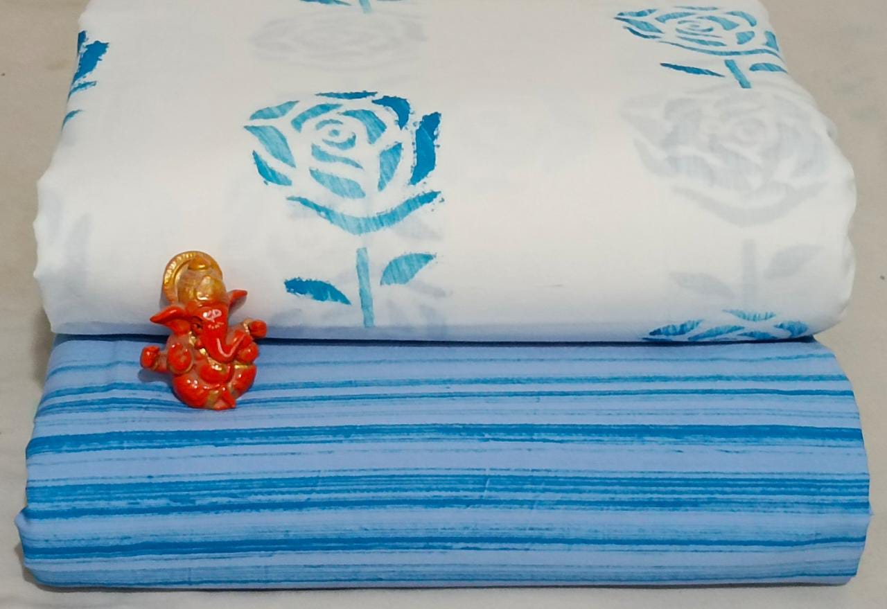 Pure cotton top and bottom set (2.5 mtr top, 2.5 mtr bottom)