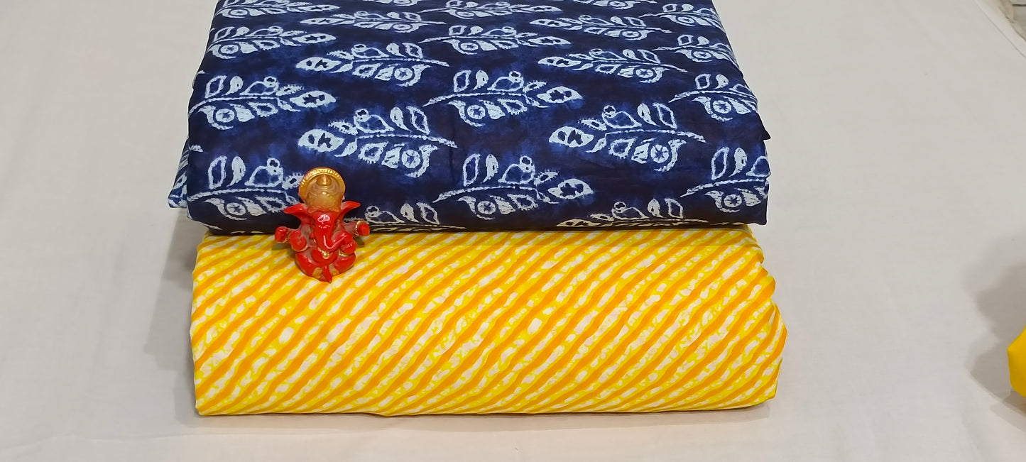 Pure cotton top and bottom set (2.5 mtr top, 2.5 mtr bottom)
