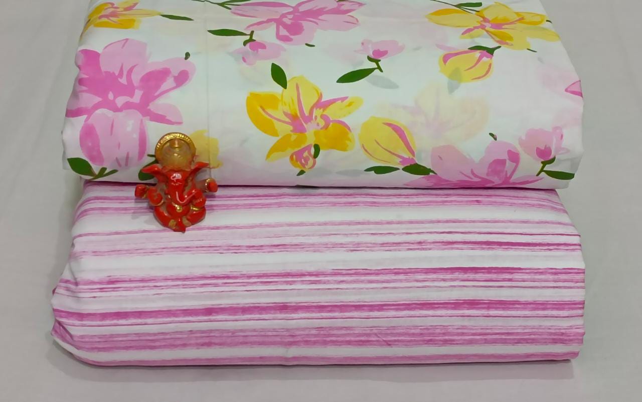 Pure cotton top and bottom set (2.5 mtr top, 2.5 mtr bottom)
