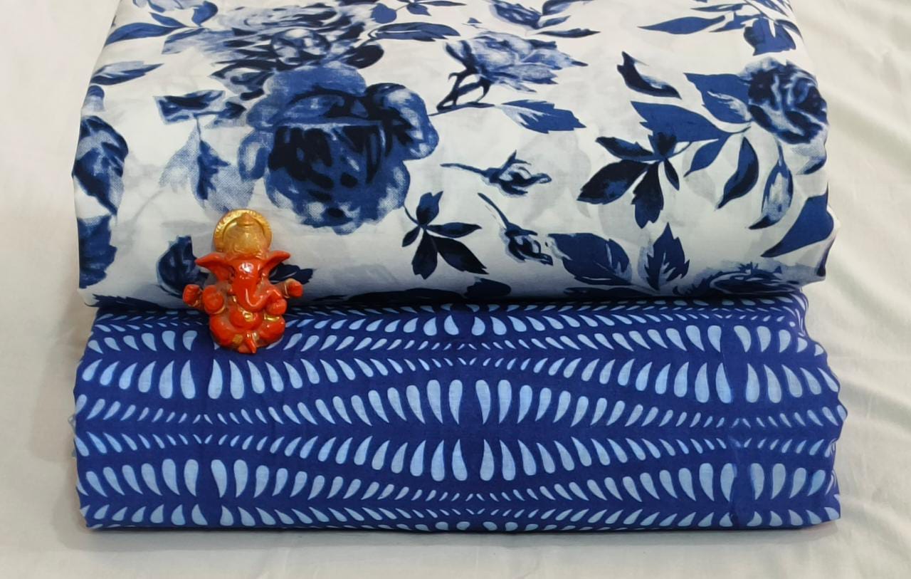Pure cotton top and bottom set (2.5 mtr top, 2.5 mtr bottom)