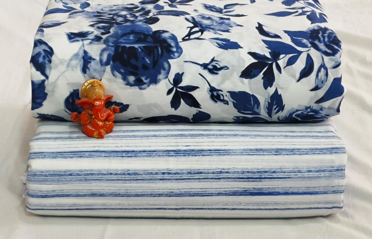 Pure cotton top and bottom set (2.5 mtr top, 2.5 mtr bottom)