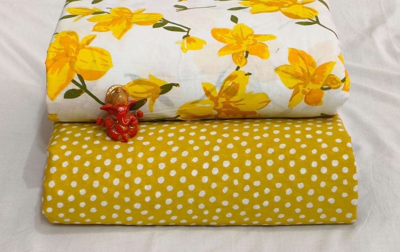 Pure cotton top and bottom set (2.5 mtr top, 2.5 mtr bottom)