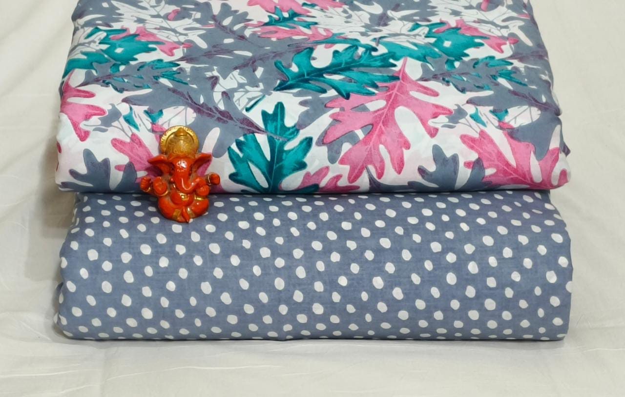 Pure cotton top and bottom set (2.5 mtr top, 2.5 mtr bottom)
