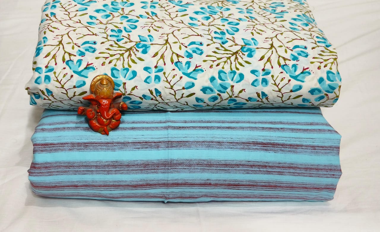 Pure cotton top and bottom set (2.5 mtr top, 2.5 mtr bottom)