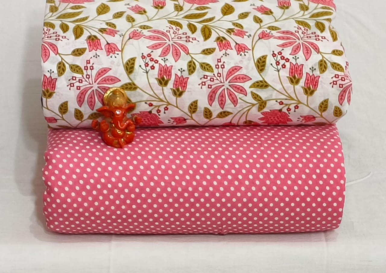 Pure cotton top and bottom set (2.5 mtr top, 2.5 mtr bottom)