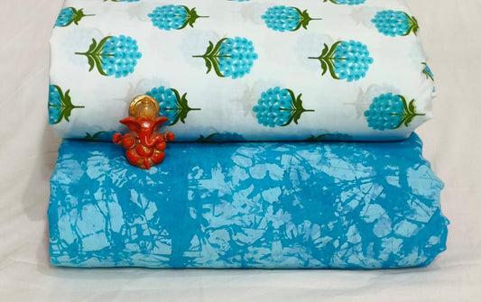 Pure cotton top and bottom set (2.5 mtr top, 2.5 mtr bottom)