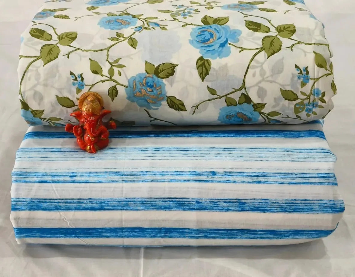Pure cotton top and bottom set (2.5 mtr top, 2.5 mtr bottom)