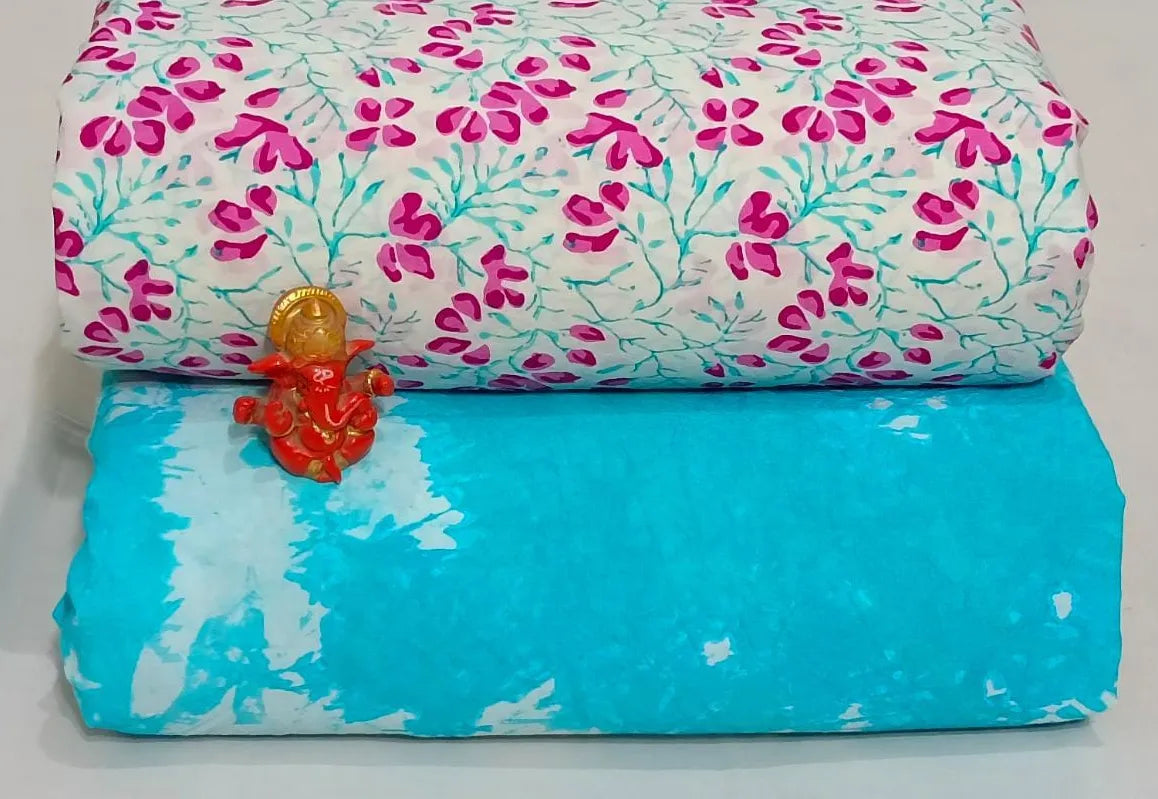 Pure cotton top and bottom set (2.5 mtr top, 2.5 mtr bottom)