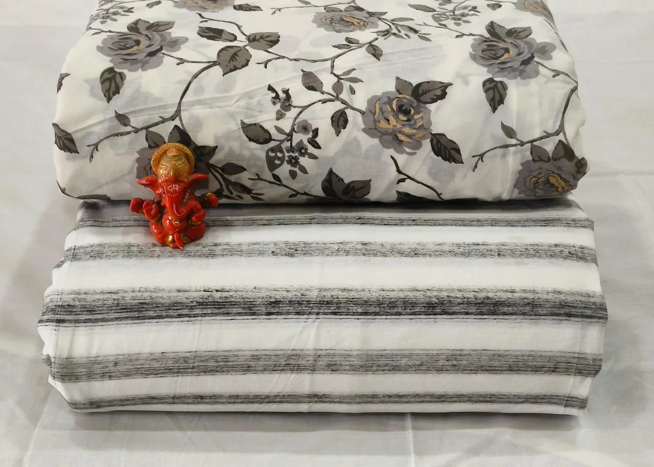 Pure cotton top and bottom set (2.5 mtr top, 2.5 mtr bottom)
