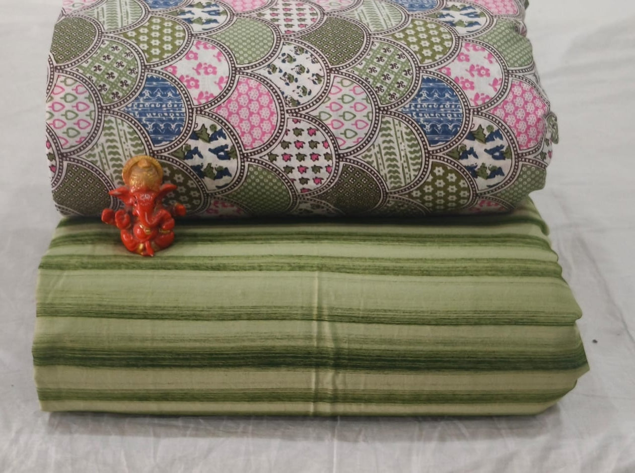 Pure cotton top and bottom set (2.5 mtr top, 2.5 mtr bottom)