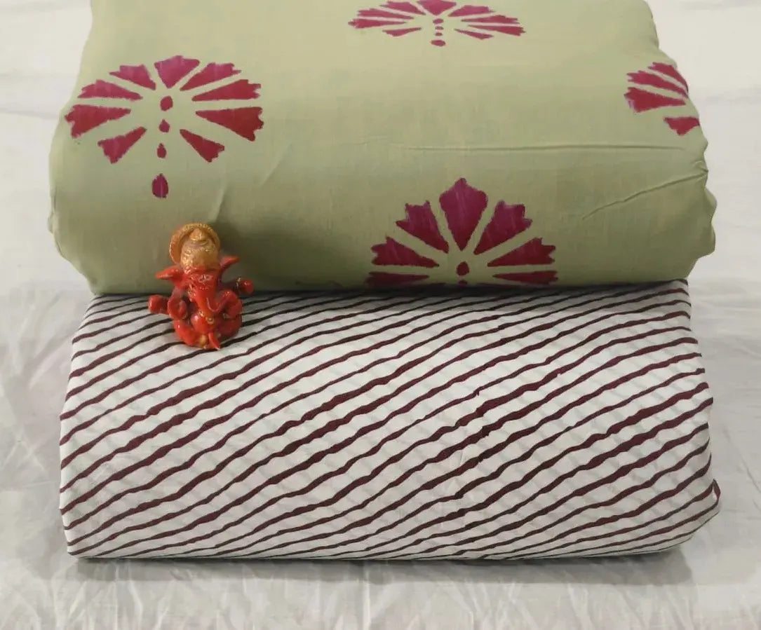 Pure cotton top and bottom set (2.5 mtr top, 2.5 mtr bottom)