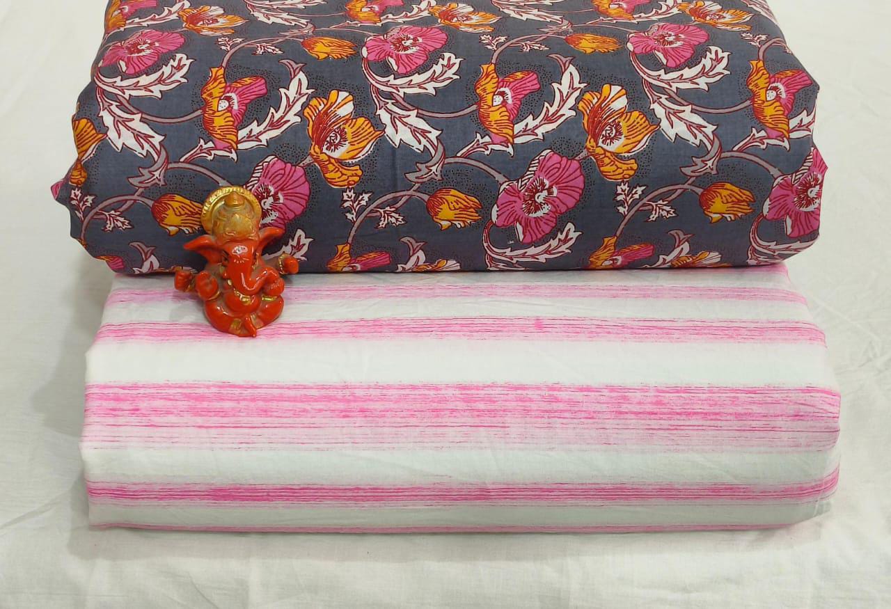 Pure cotton top and bottom set (2.5 mtr top, 2.5 mtr bottom)