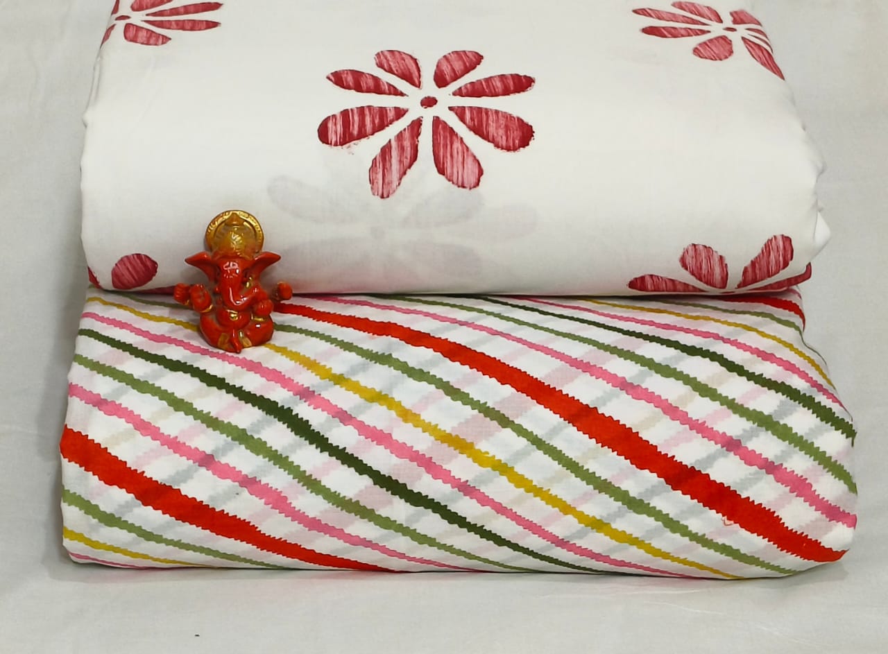 Pure cotton top and bottom set (2.5 mtr top, 2.5 mtr bottom)