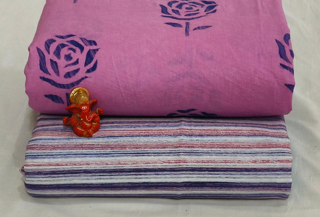 Pure cotton top and bottom set (2.5 mtr top, 2.5 mtr bottom)