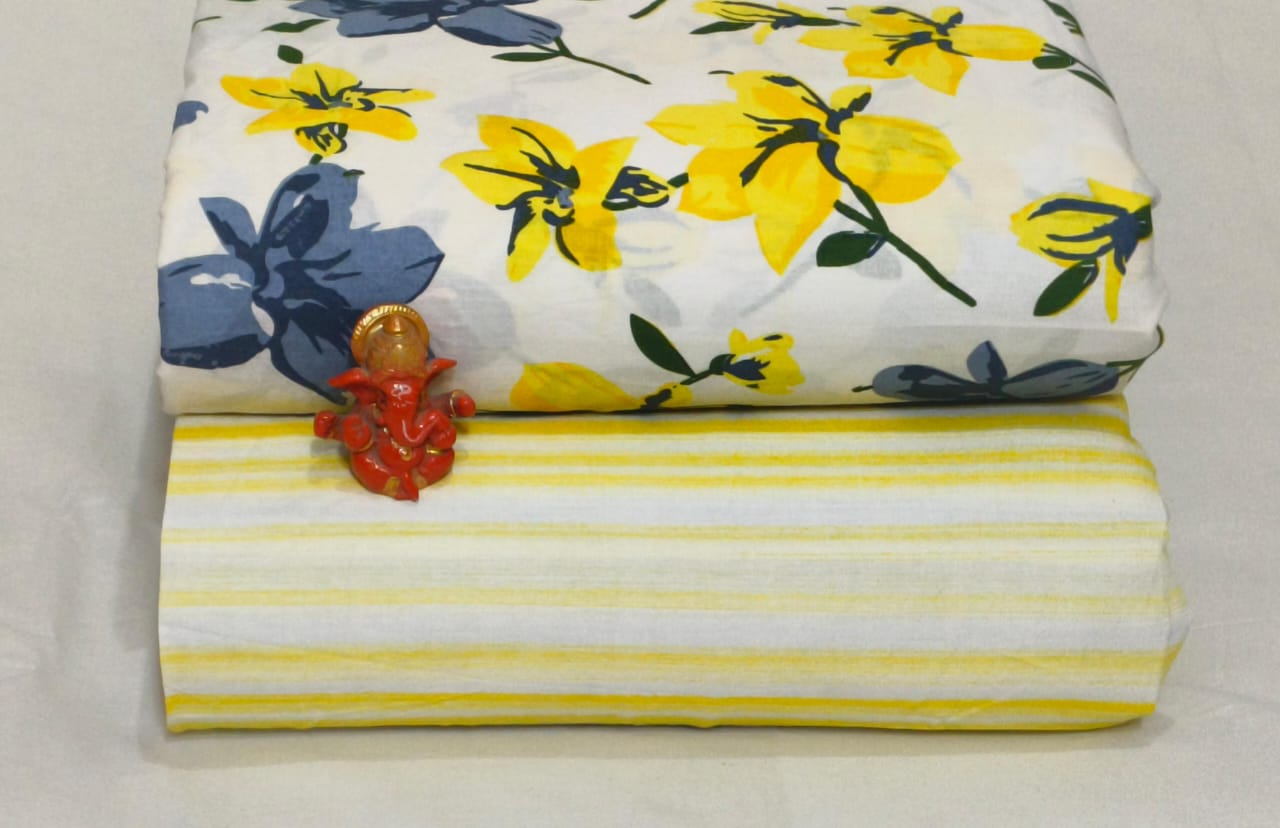 Pure cotton top and bottom set (2.5 mtr top, 2.5 mtr bottom)