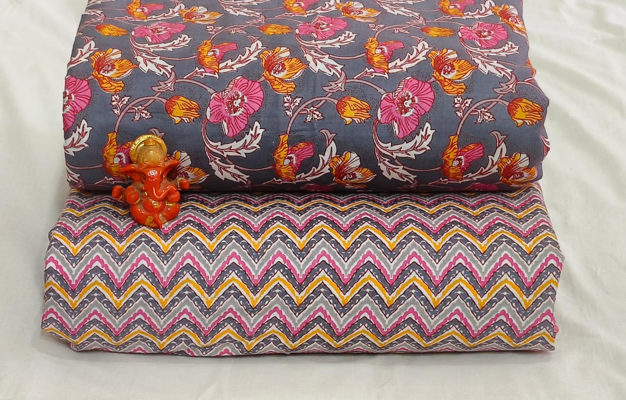 Pure cotton top and bottom set (2.5 mtr top, 2.5 mtr bottom)