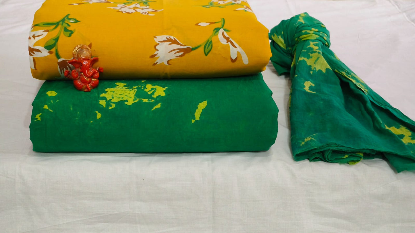 Pure cotton top and bottom set with Cotton Dupatta (2.50 mtr top, 2.50 mtr bottom , 2.50 mtr Dupatta)
