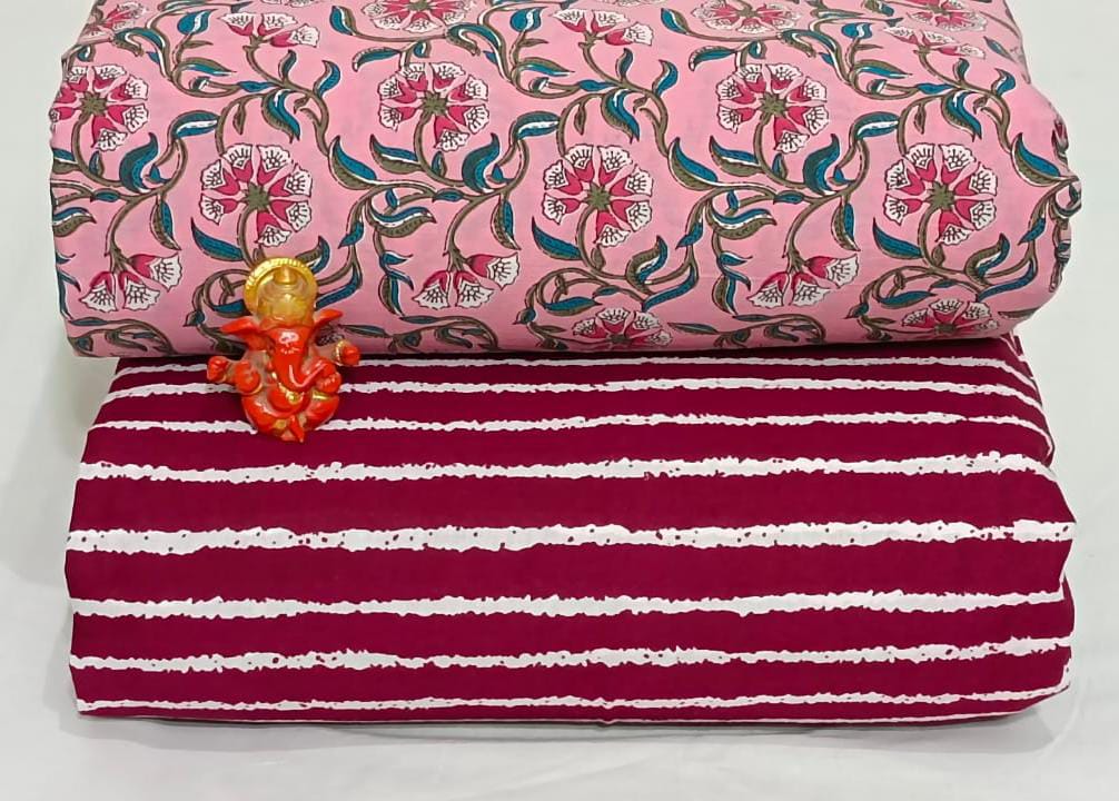 Pure cotton top and bottom set (2.5 mtr top, 2.5 mtr bottom)