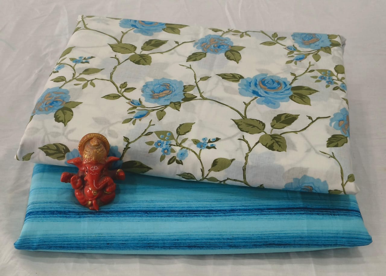 Pure cotton top and bottom set (2.5 mtr top, 2.5 mtr bottom)