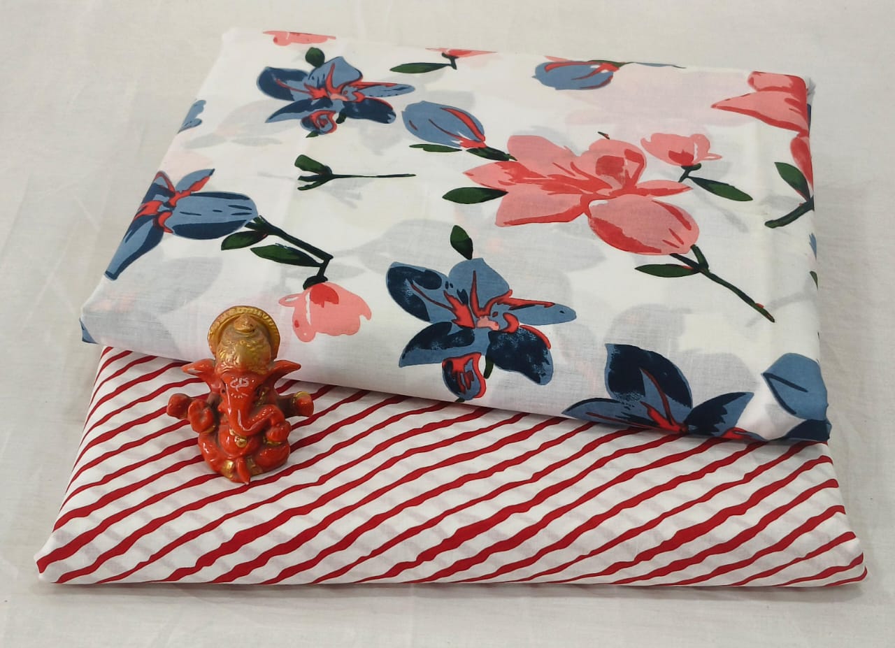 Pure cotton top and bottom set (2.5 mtr top, 2.5 mtr bottom)