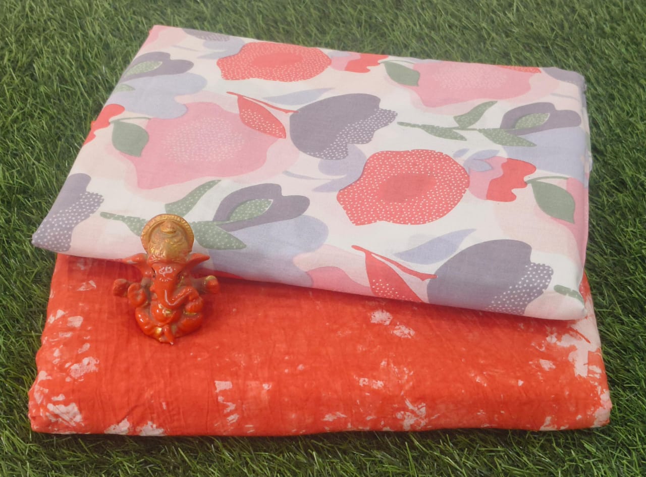Pure cotton top and bottom set (2.5 mtr top, 2.5 mtr bottom)