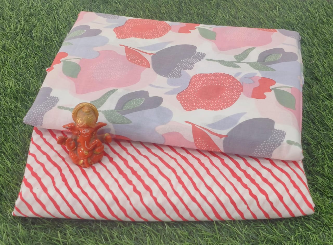 Pure cotton top and bottom set (2.5 mtr top, 2.5 mtr bottom)