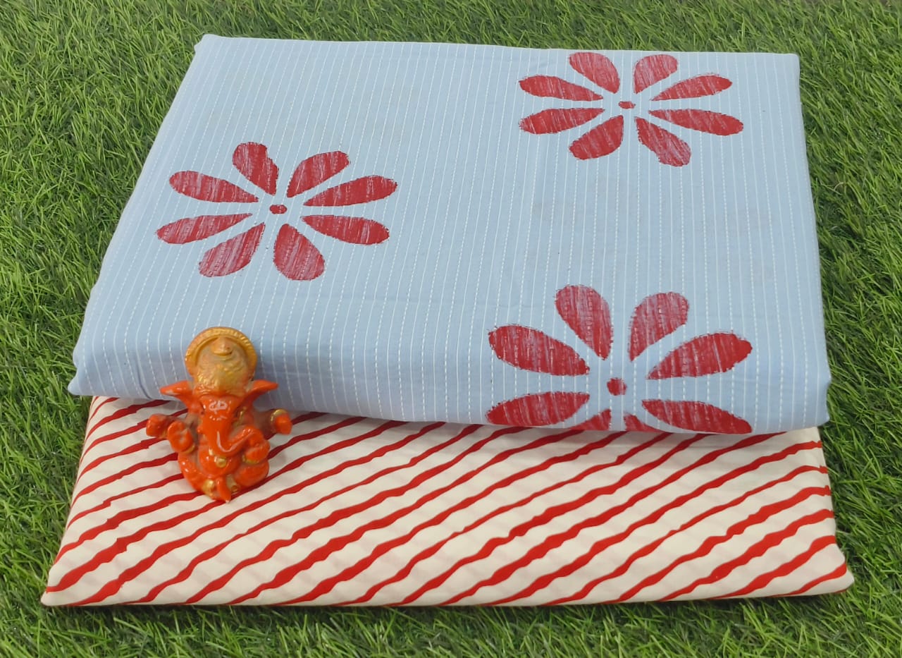 Pure cotton top and bottom set (2.5 mtr top, 2.5 mtr bottom)