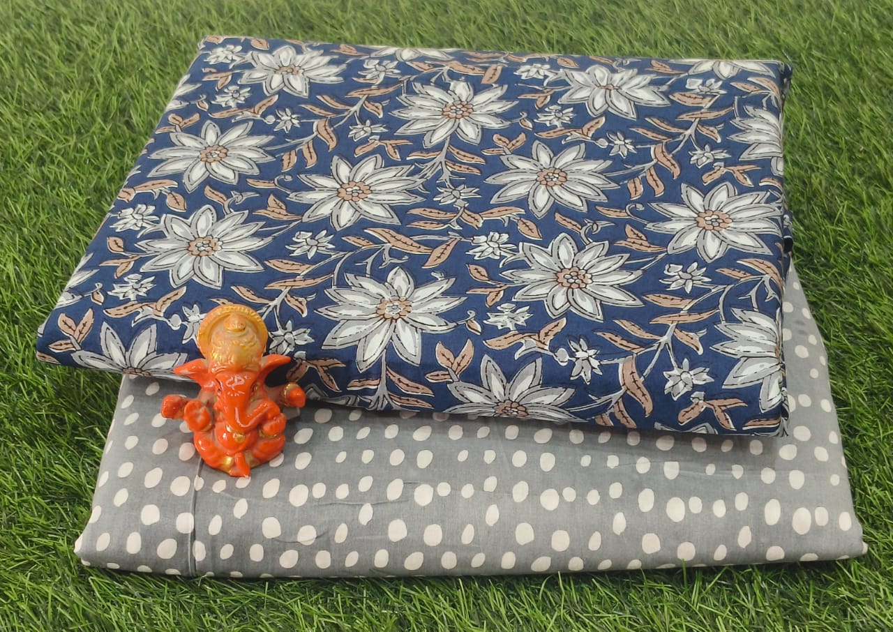 Pure cotton top and bottom set (2.5 mtr top, 2.5 mtr bottom)