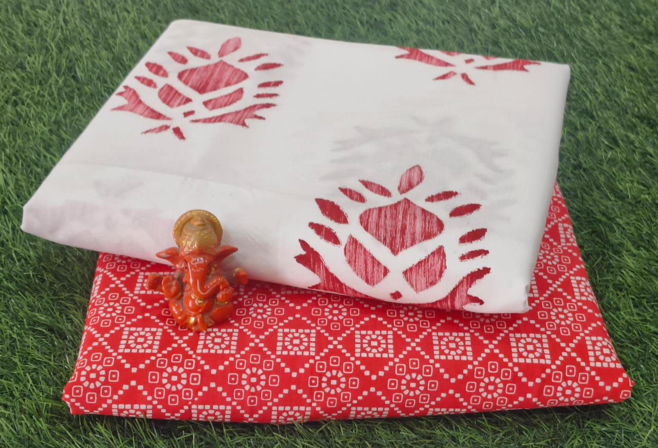 Pure cotton top and bottom set (2.5 mtr top, 2.5 mtr bottom)