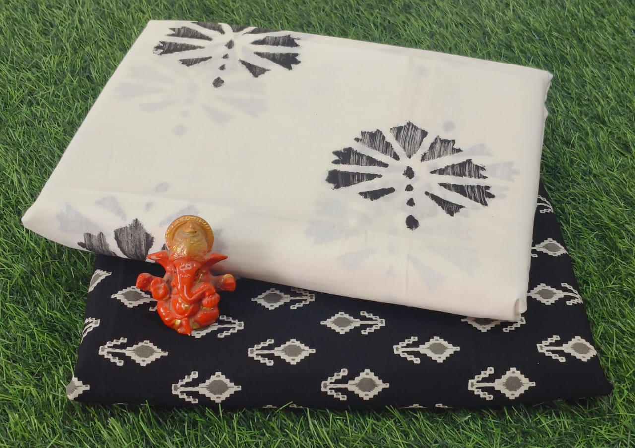 Pure cotton top and bottom set (2.5 mtr top, 2.5 mtr bottom)