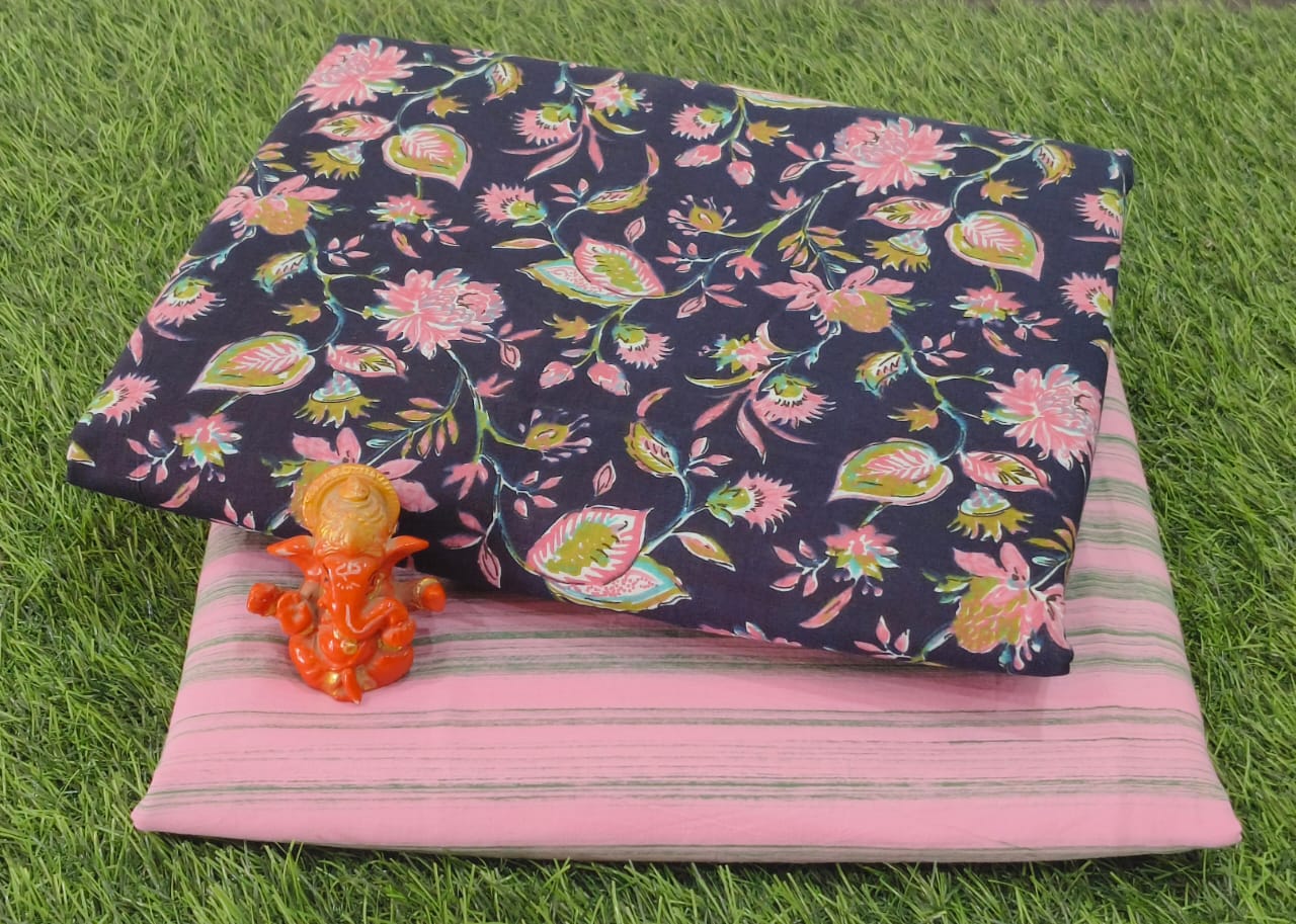 Pure cotton top and bottom set (2.5 mtr top, 2.5 mtr bottom)