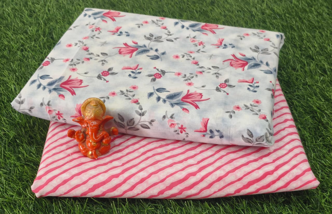 Pure cotton top and bottom set (2.5 mtr top, 2.5 mtr bottom)