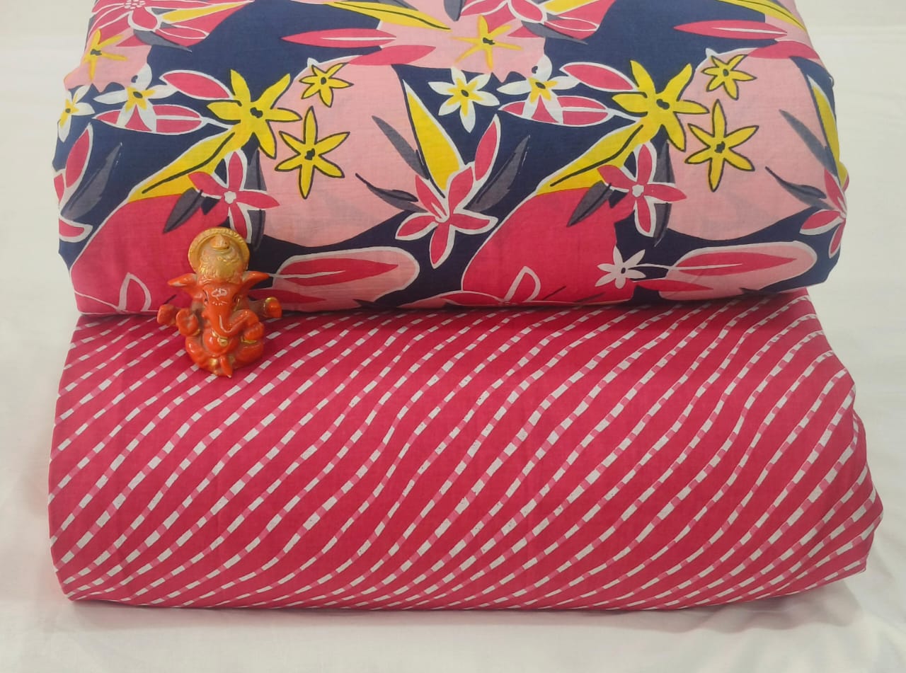 Pure cotton top and bottom set (2.5 mtr top, 2.5 mtr bottom)