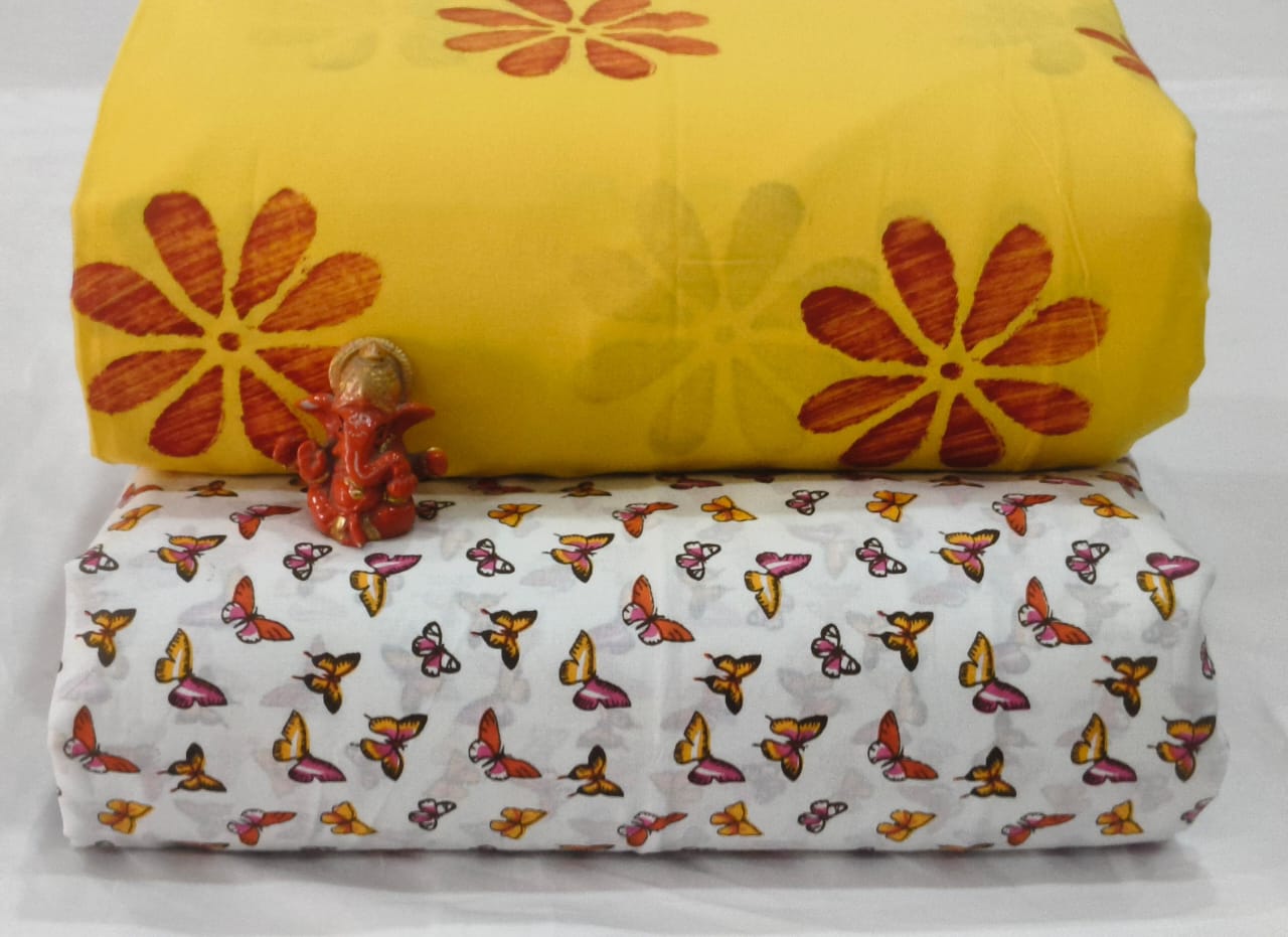 Pure cotton top and bottom set (2.5 mtr top, 2.5 mtr bottom)