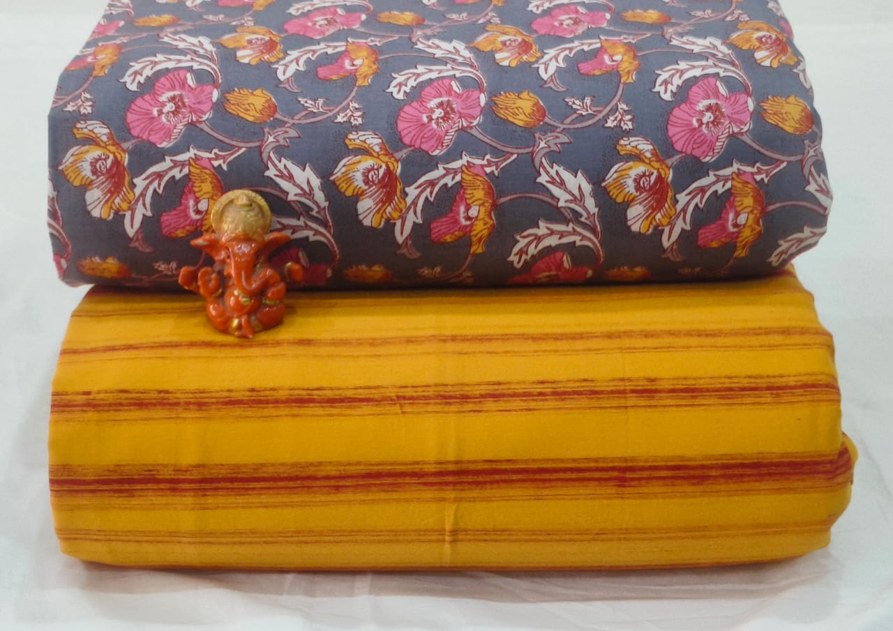 Pure cotton top and bottom set (2.5 mtr top, 2.5 mtr bottom)