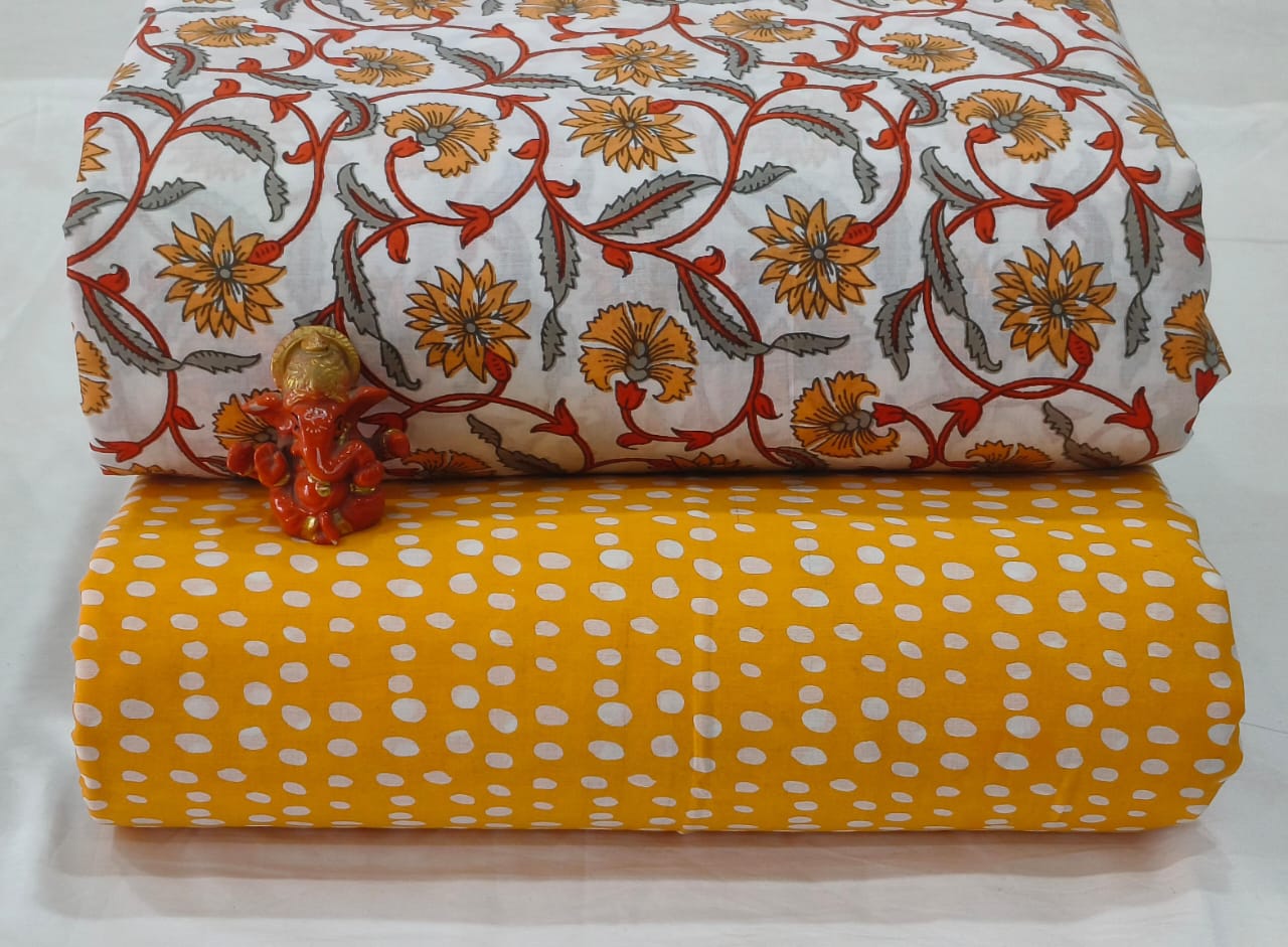 Pure cotton top and bottom set (2.5 mtr top, 2.5 mtr bottom)