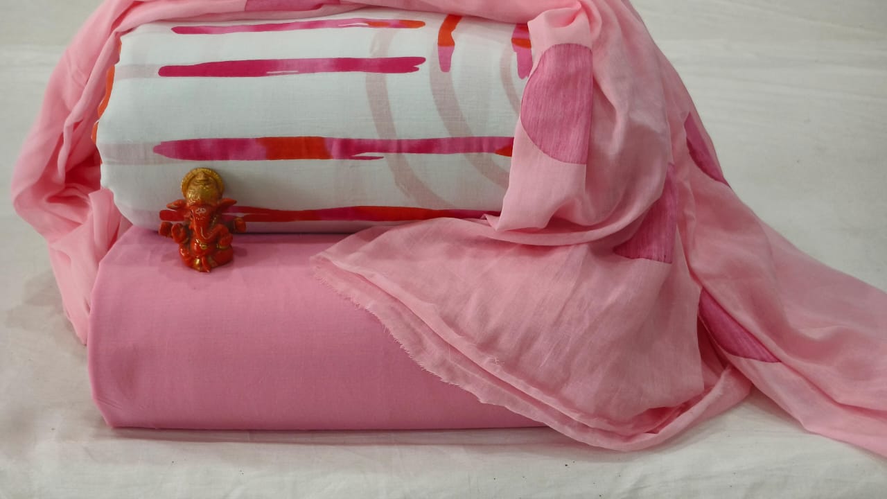 Pure cotton top and bottom set with Cotton Dupatta (2.50 mtr top, 2.50 mtr bottom , 2.50 mtr Dupatta)