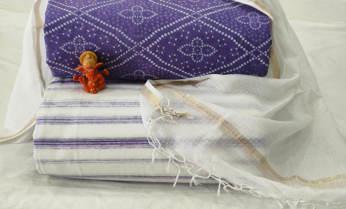 Pure cotton top and bottom set with Kota Doriya Dupatta
