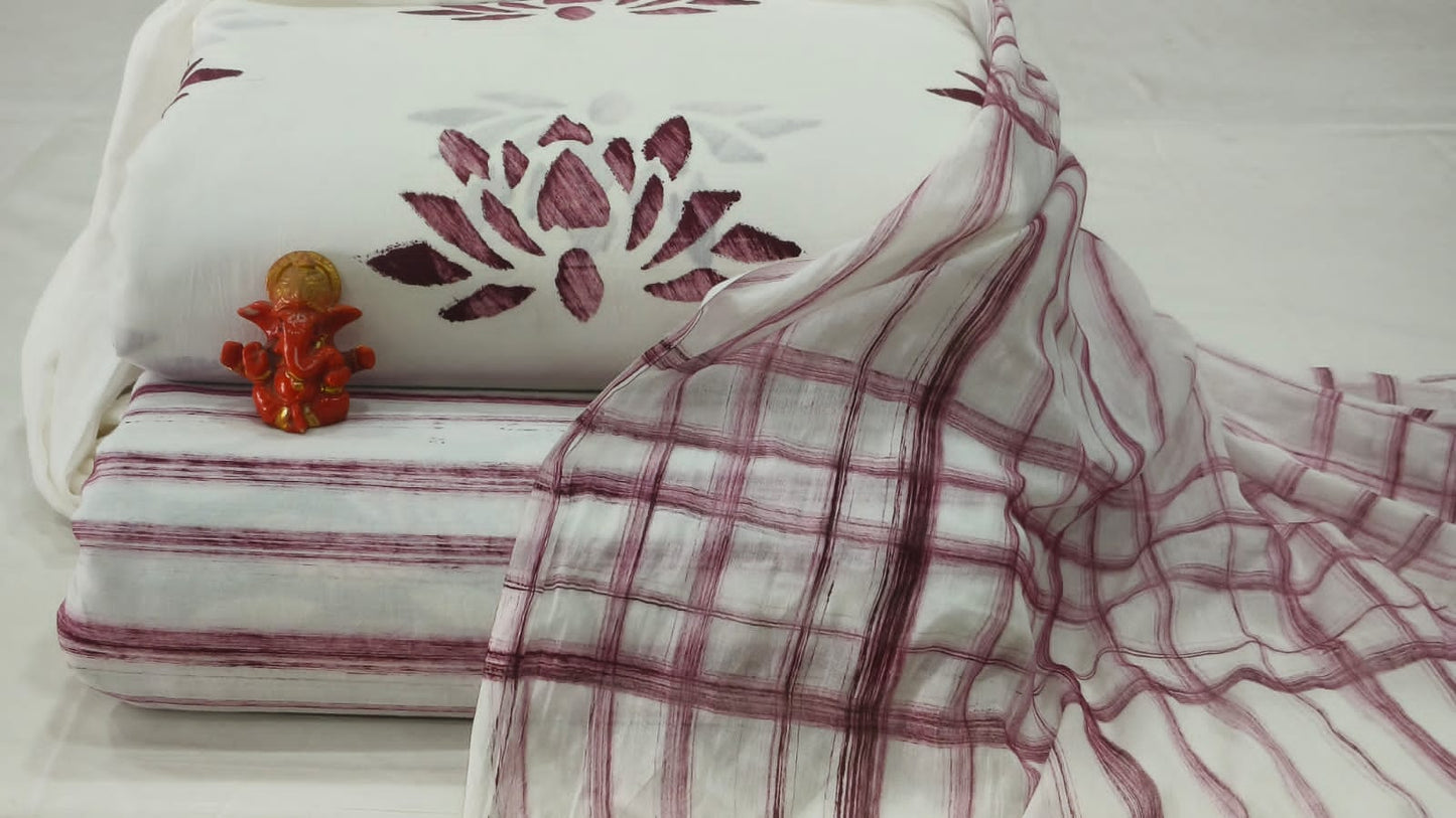 Pure cotton top and bottom set with Cotton Dupatta (2.50 mtr top, 2.50 mtr bottom , 2.50 mtr Dupatta)