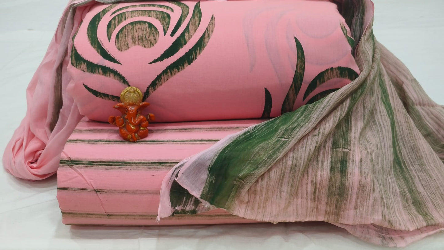 Pure cotton top and bottom set with Cotton Dupatta (2.50 mtr top, 2.50 mtr bottom , 2.50 mtr Dupatta)