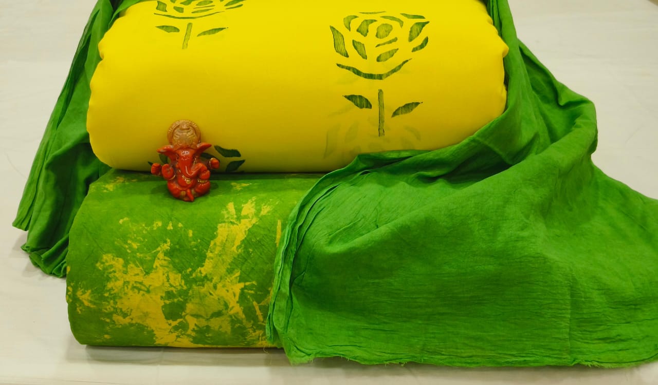 Pure cotton top and bottom set with Cotton Dupatta (2.50 mtr top, 2.50 mtr bottom , 2.50 mtr Dupatta)
