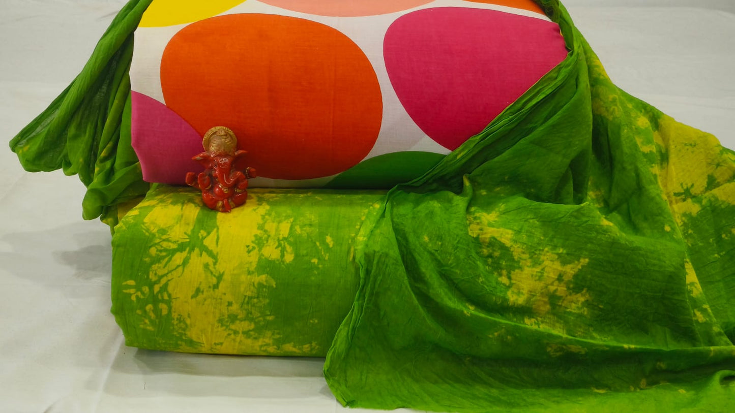 Pure cotton top and bottom set with Cotton Dupatta (2.50 mtr top, 2.50 mtr bottom , 2.50 mtr Dupatta)