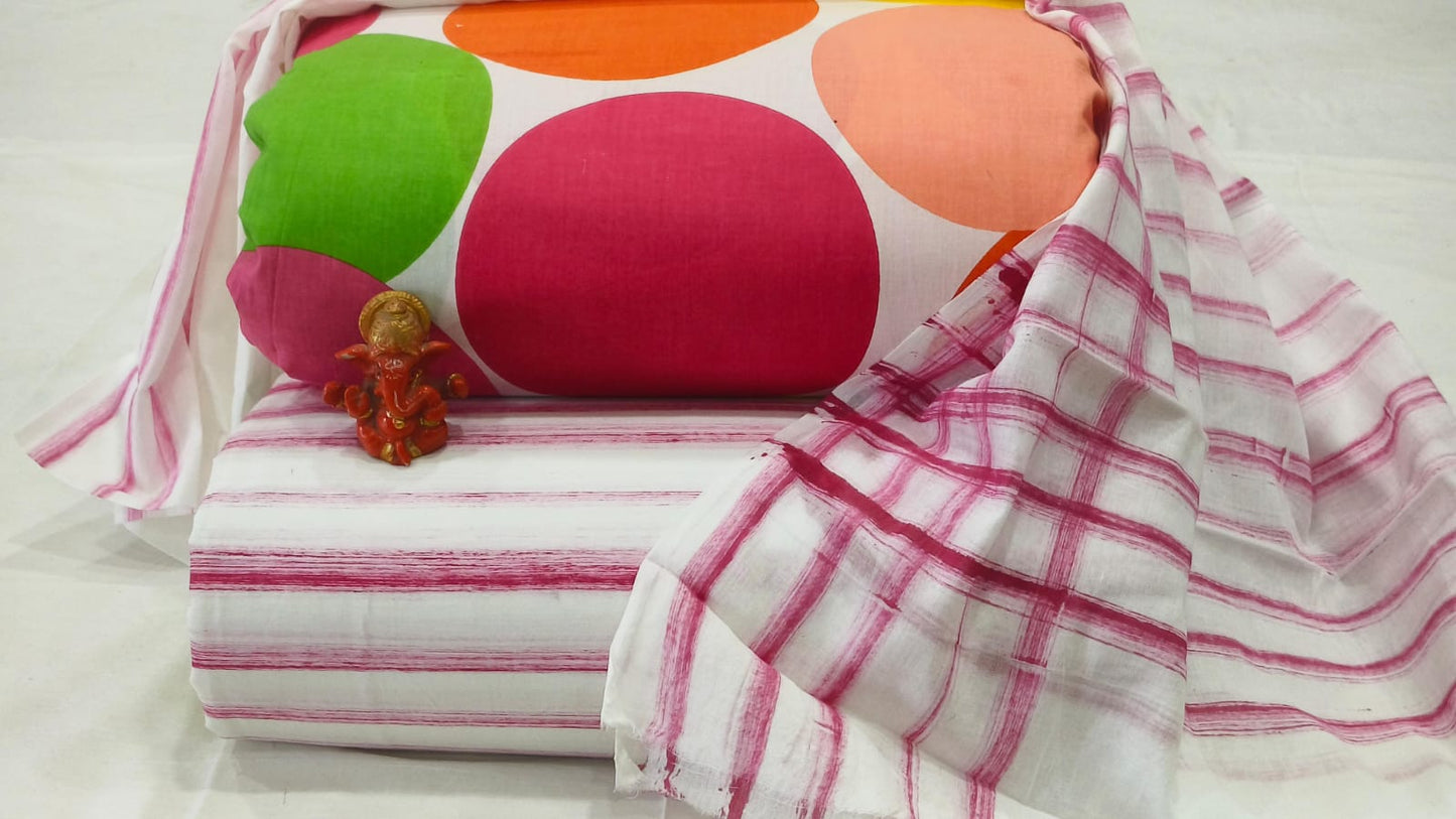 Pure cotton top and bottom set with Cotton Dupatta (2.50 mtr top, 2.50 mtr bottom , 2.50 mtr Dupatta)