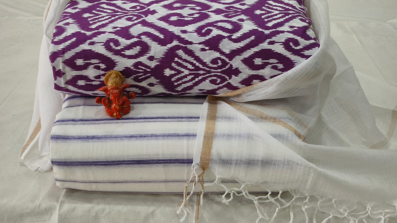 Pure cotton top and bottom set with Kota Doriya Dupatta (2.50 mtr top, 2.50 mtr bottom , 2.50 mtr Dupatta)