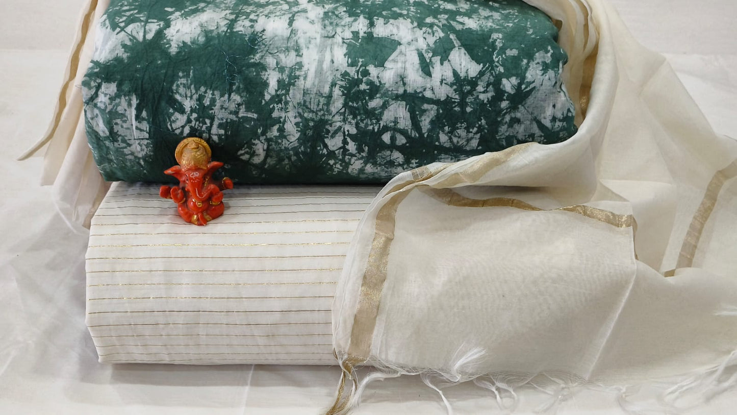 Pure cotton top and bottom set with Chanderi Dupatta (2.50 mtr top, 2.50 mtr bottom , 2.50 mtr Dupatta)