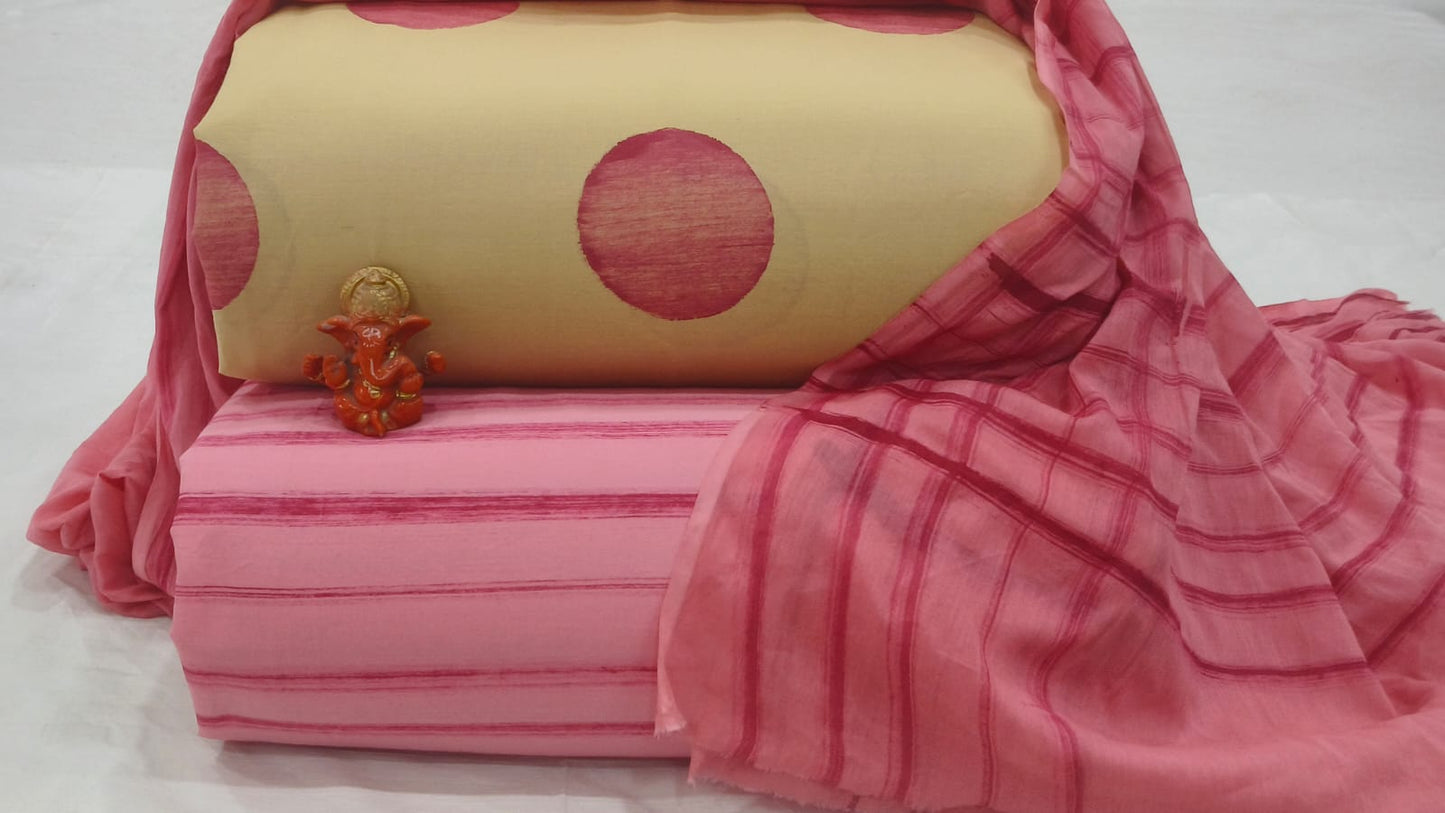 Pure cotton top and bottom set with Cotton Dupatta (2.50 mtr top, 2.50 mtr bottom , 2.50 mtr Dupatta)