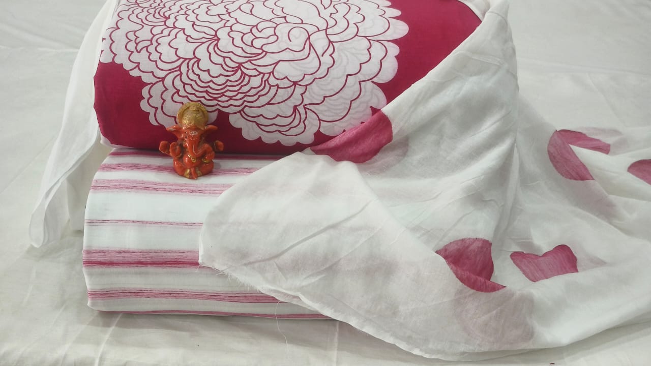 Pure cotton top and bottom set with Cotton Dupatta (2.50 mtr top, 2.50 mtr bottom , 2.50 mtr Dupatta)